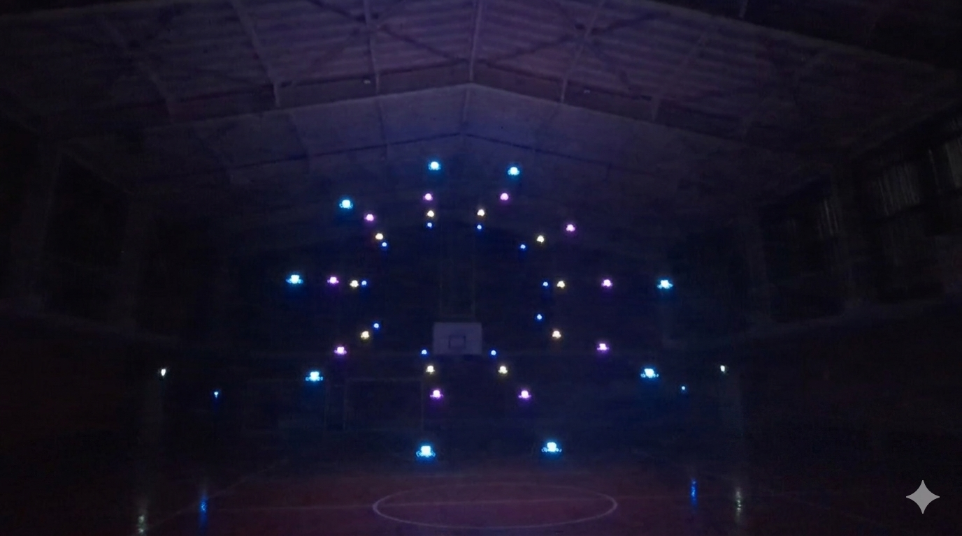 インドアドローンショー 4サークルフォーメーション