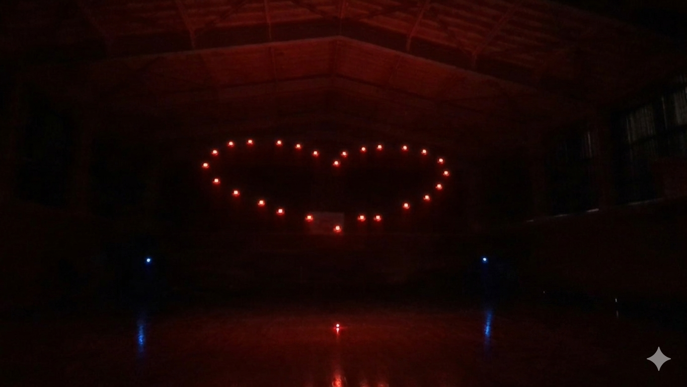 インドアドローンショー ハートフォーメーション