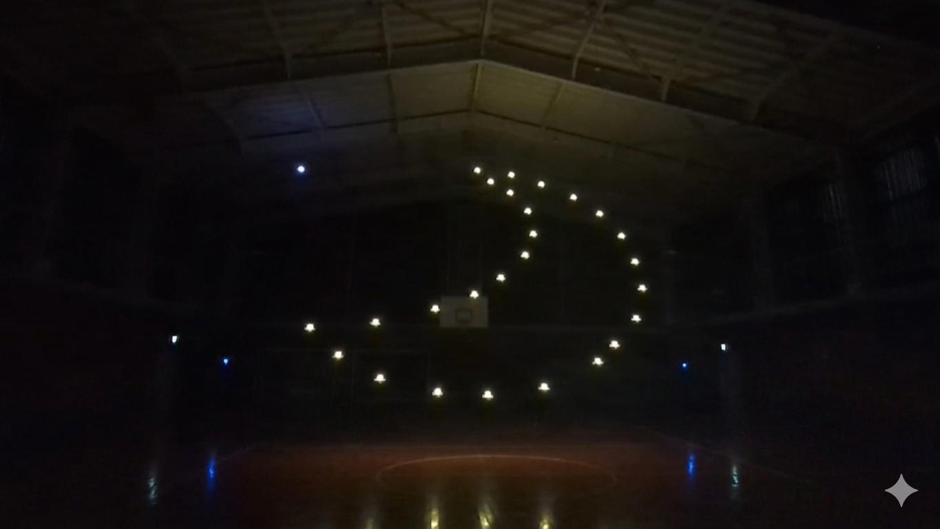 インドアドローンショー 月フォーメーション